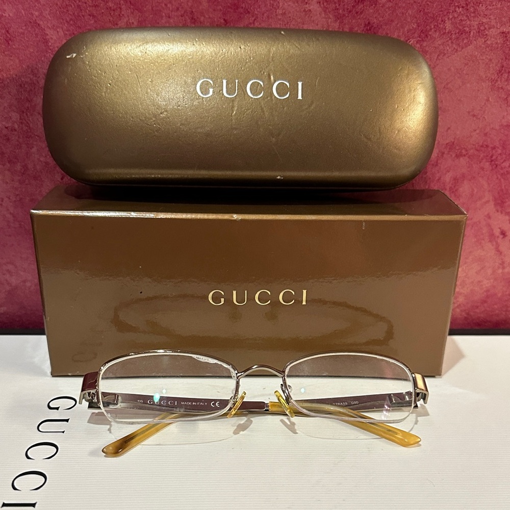 Gucci Women's Glasses with Gold and Silver Accents. Mild Precription Reading G